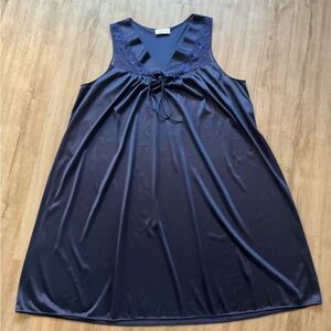 Vanity Fair Vintage Lace Trim Navy Blue Nightgown Size XL